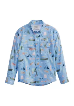 Brand new 😀 Ocean + Coast® Boys 4-7 Long Sleeve Printed Fishing 👚 Shirt 😍