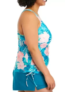 Hot Sale ✨ Ocean + Coast® Plus Size Aloha Adjustable Side Tie Tankini Swim Top 🧨 -Ocean + Coast® Sales Store Belk 1416