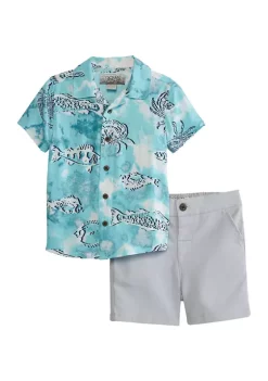 Flash Sale 👏 Ocean + Coast® Baby Boys Camp 👚 Shirt and Shorts Set ⌛ -Ocean + Coast® Sales Store Belk 1522