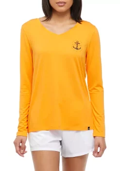 Brand new 🎉 Ocean + Coast® 👩 Women's Long Sleeve V-Neck Graphic T-Shirt 🤩 -Ocean + Coast® Sales Store Belk 1744