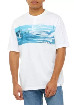 Hot Sale 🎉 Ocean + Coast® Short Sleeve Henley Graphic T-Shirt 🧨 -Ocean + Coast® Sales Store Belk 1823