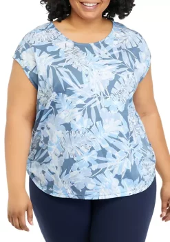 Best reviews of 🧨 Ocean + Coast® Plus Size Short Sleeve U-Neck Printed Top 🤩