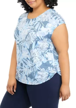 Best reviews of 🧨 Ocean + Coast® Plus Size Short Sleeve U-Neck Printed Top 🤩 -Ocean + Coast® Sales Store Belk 1835