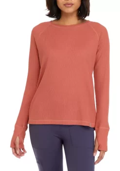Best Sale 🌟 Ocean + Coast® 👩 Women's Long Sleeve Waffle Knit Top ⌛ -Ocean + Coast® Sales Store Belk 661