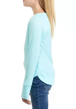 Brand new ⭐ Ocean + Coast® 👧 Girls 7-16 Long Sleeve Round Hem Waffle Knit T-Shirt 🔔 -Ocean + Coast® Sales Store Belk 727