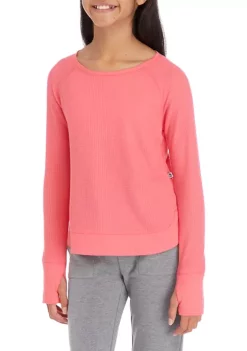 Brand new ⭐ Ocean + Coast® 👧 Girls 7-16 Long Sleeve Round Hem Waffle Knit T-Shirt 🔔 -Ocean + Coast® Sales Store Belk 729