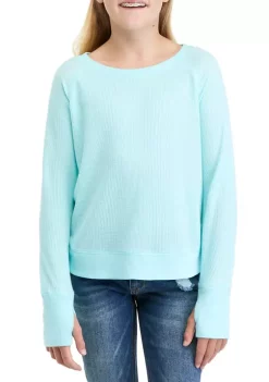 Brand new ⭐ Ocean + Coast® 👧 Girls 7-16 Long Sleeve Round Hem Waffle Knit T-Shirt 🔔 -Ocean + Coast® Sales Store Belk 730