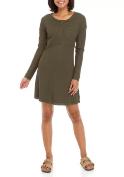 Best deal 🤩 Ocean + Coast® 👩 Women's Long Sleeve Waffle 👗 Dress 🛒